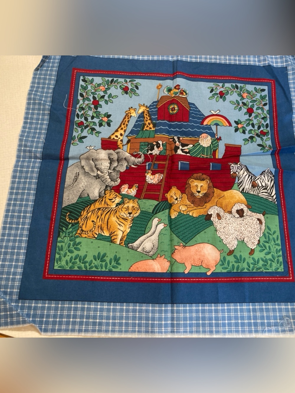 Animal Ark Printed Pillow Panel in Blue 17x17”